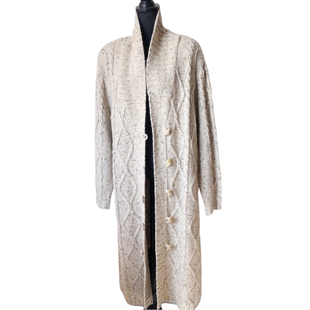 Liz Claiborne Cream Knit Long Coat